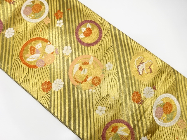 襦袢反物 着尺 絞り よろけ縞 菊花紋 着物 091tz 宗 sou::お茶道具・着物